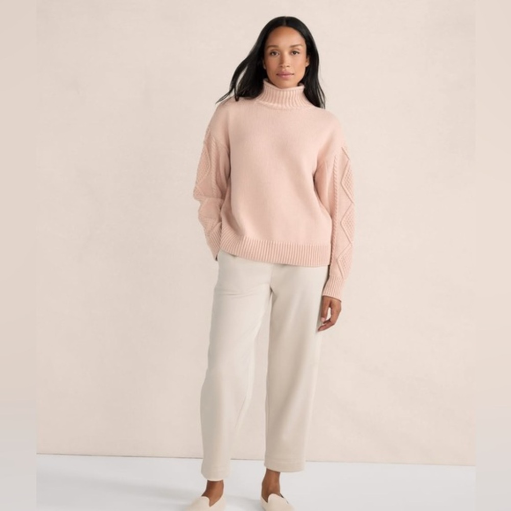 Haven Well Within Cotton Cable-Sleeve Rollneck Sweater size Small